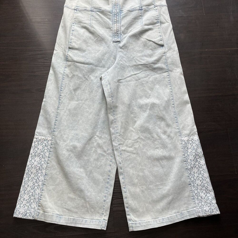 Pilcro Anthropologie Overalls Womens L Front Zip Wide Leg Jumpsuit Cropped Boho - Picture 5 of 16